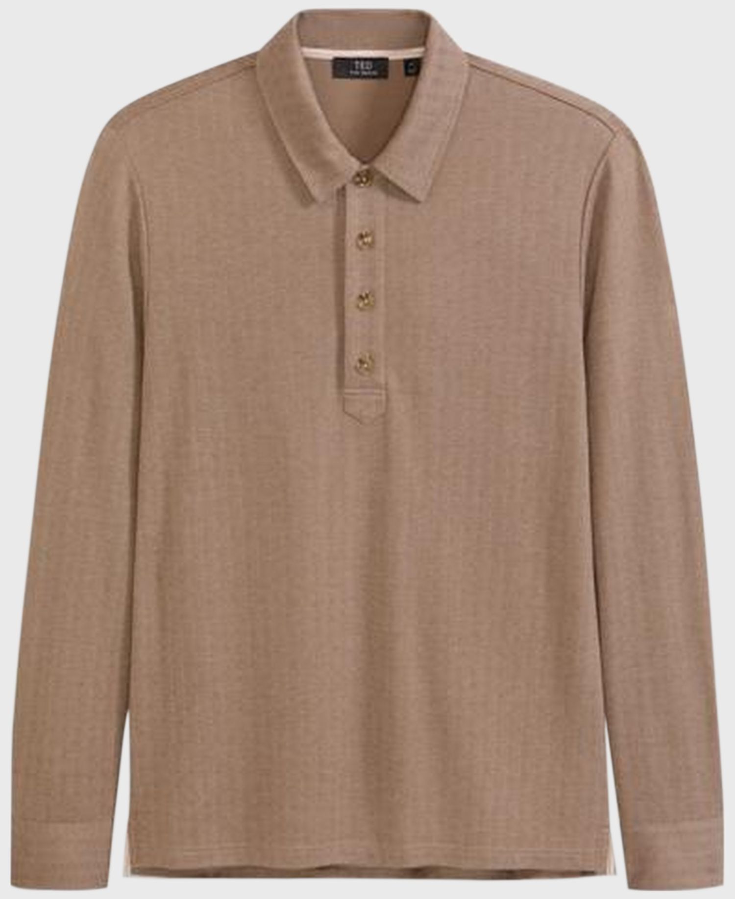 Men's Clapham Long-Sleeve Herringbone Classic-Fit Polo Shirt