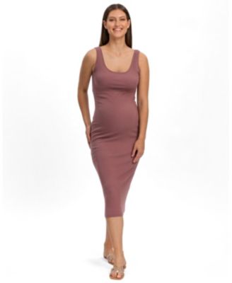 Maternity Ibiza Square-Neckline Midi Ribbed Tank Dress