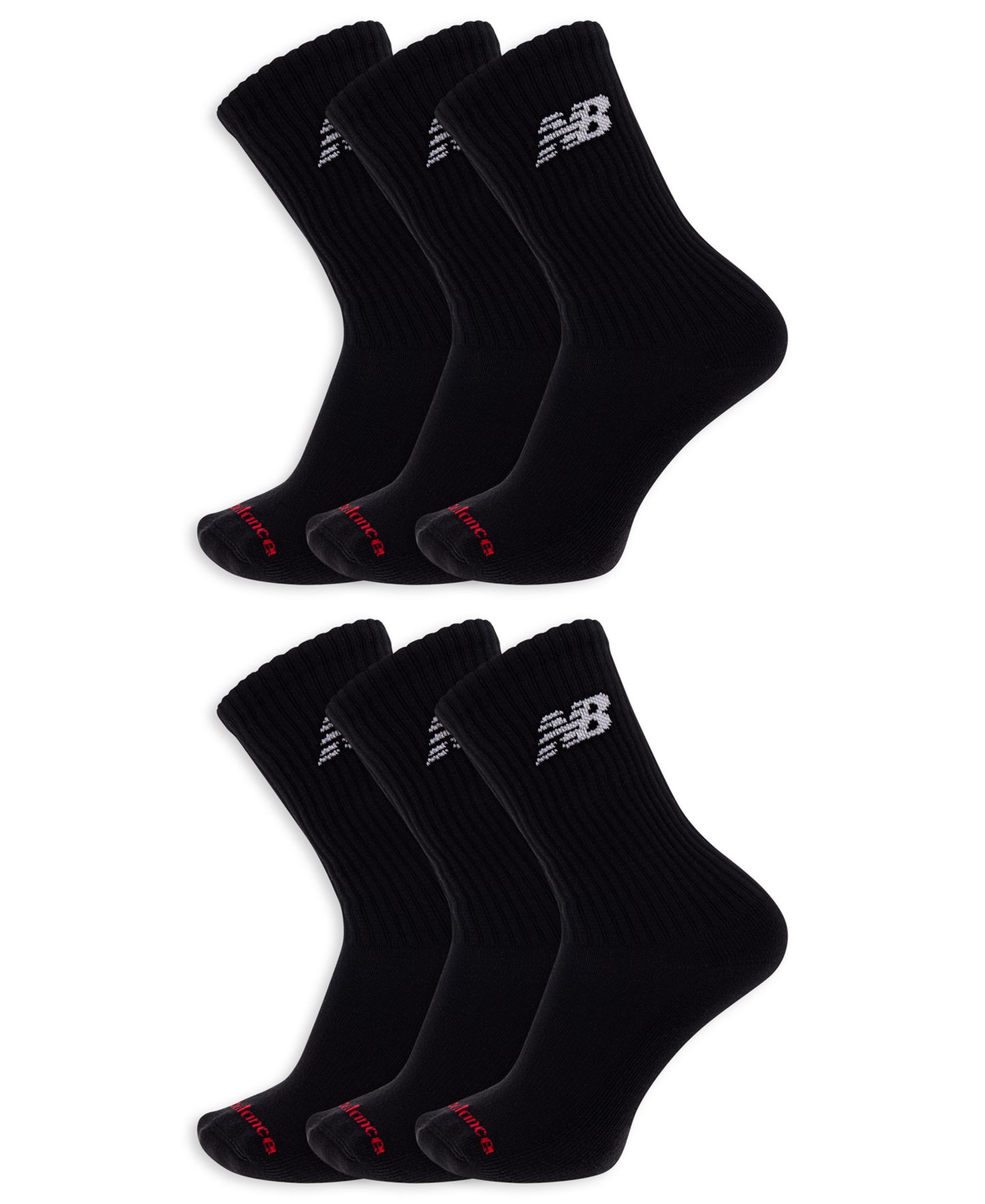 Носки для мужчин, средней высоты, 6 шт. — New Balance, цвет: Чёрный — фото 1