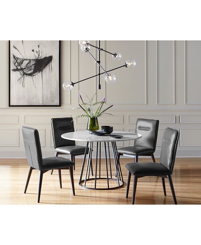 Furniture Callisto Marble Round Dining Set, 5Pc. (Dining Table & 4
