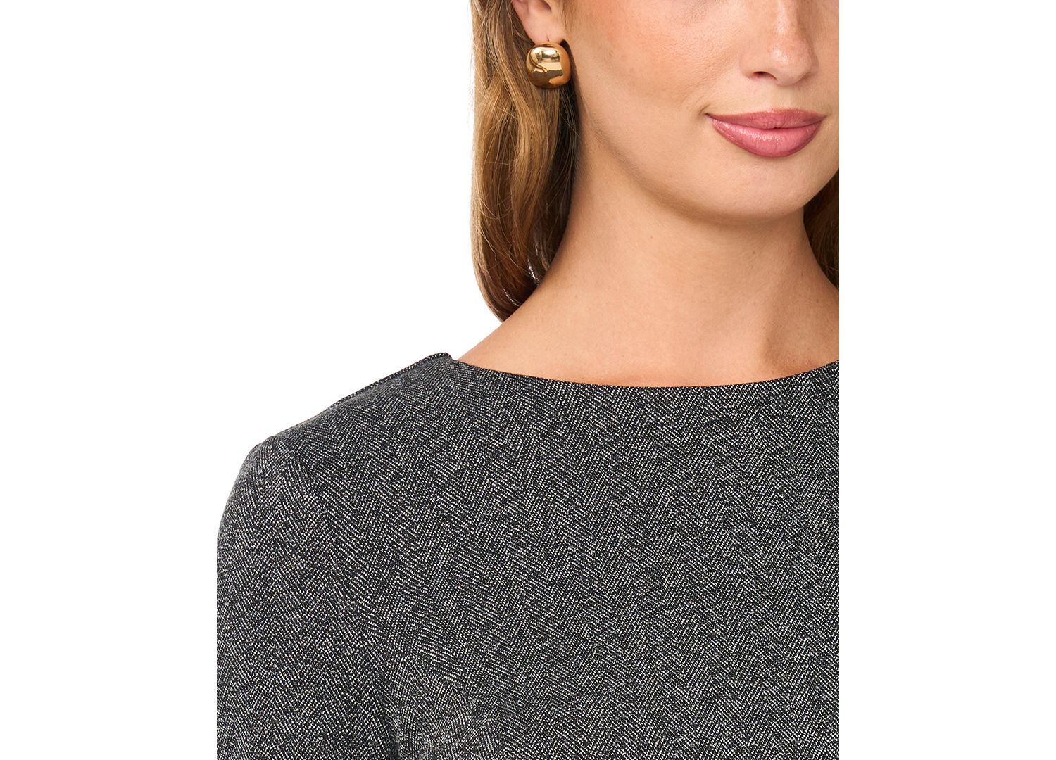 Women's Belted 3/4-Sleeve Crewneck Top