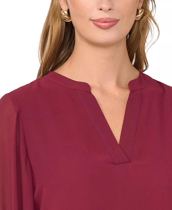 Women's Split-Neck Long-Sleeve Top - thumbnail 3