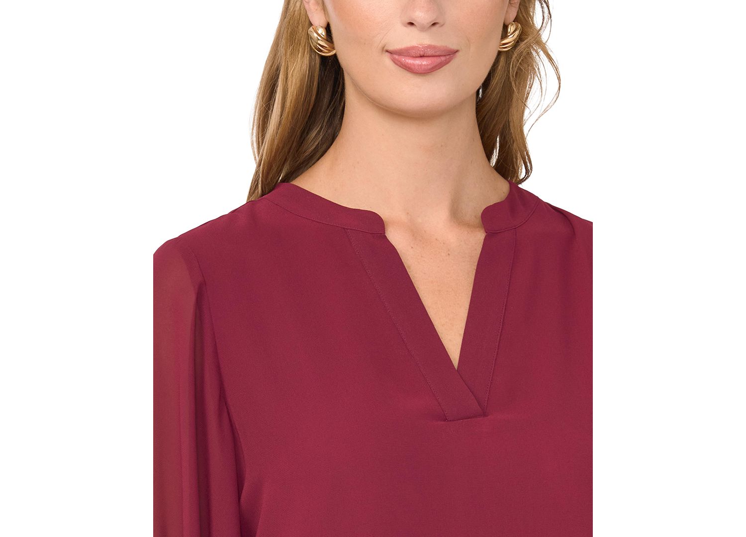 Women's Split-Neck Long-Sleeve Top