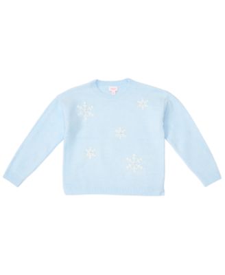 Girls' 7-16 Long-Sleeve Crewneck Snowflake Sweater