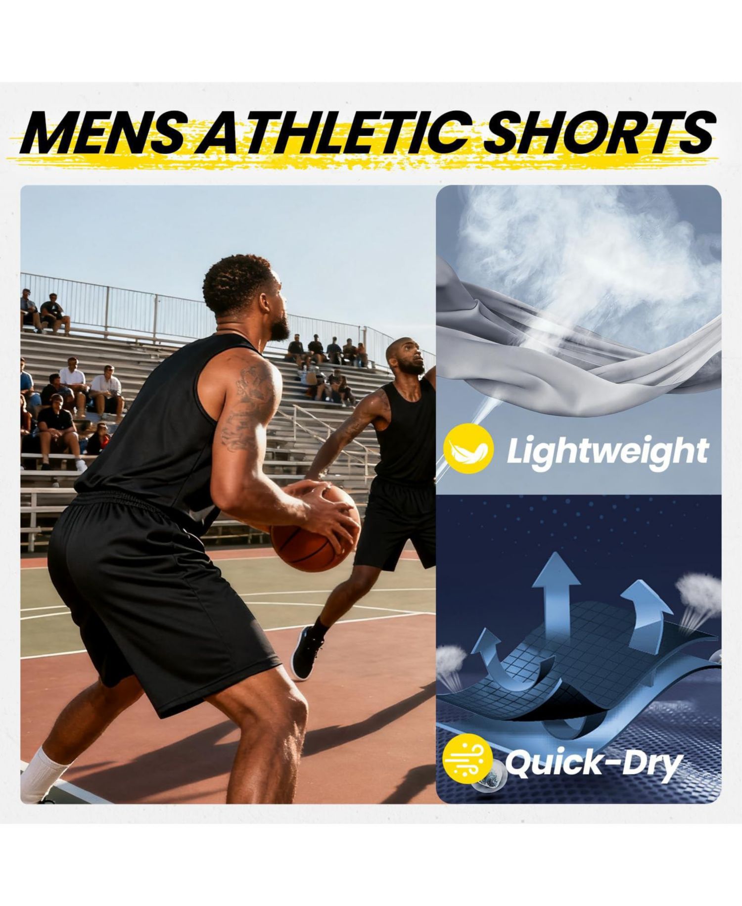 Quick Dry Men's Athletic Workout Shorts With Pockets Drawstring Waist