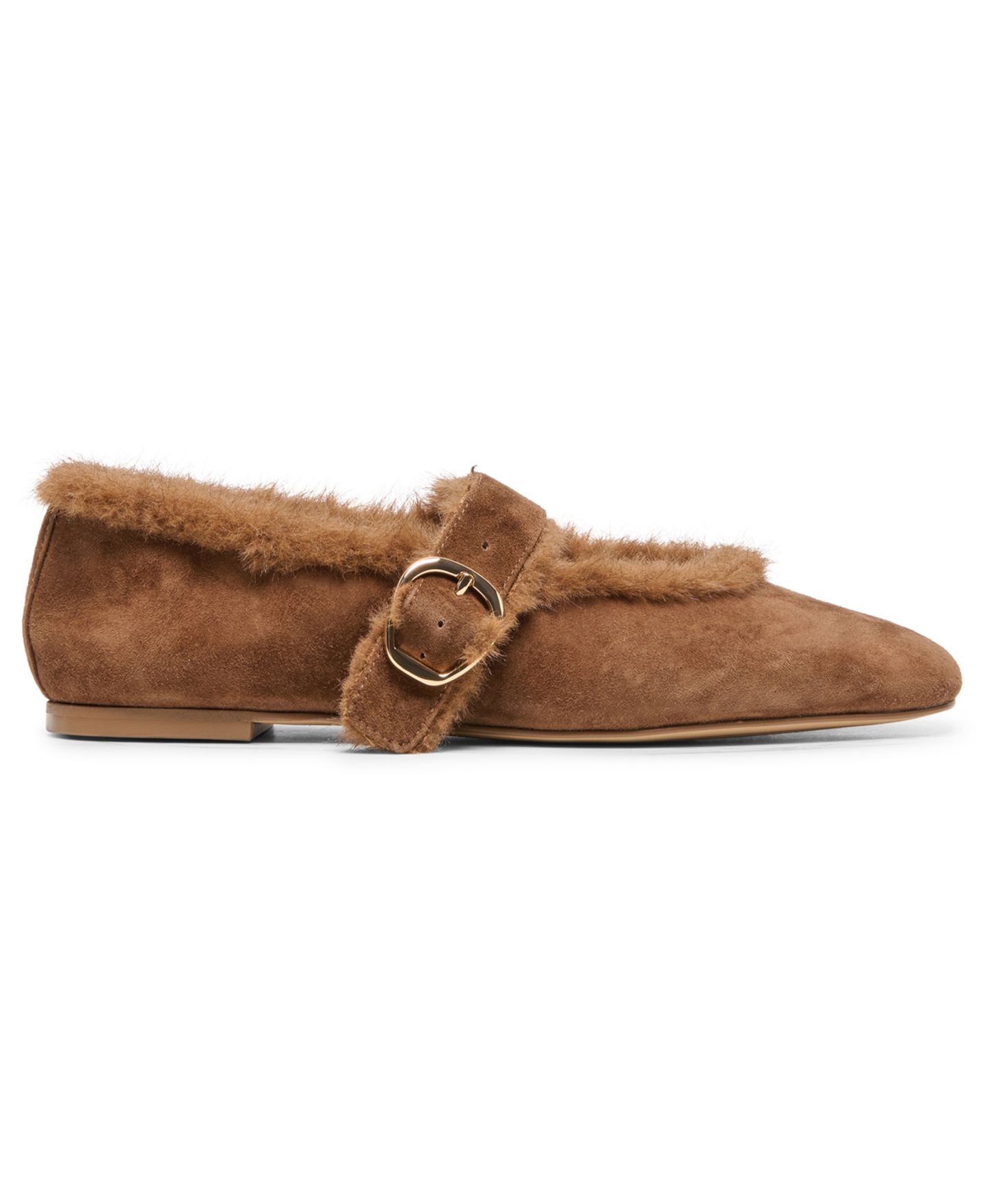 Женские балетки Dolce Vita Mella Plush Buckle Mary Jane Flats, цвет: Какао замшевый — фото 2