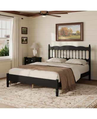 Countryside Queen Wooden Bed Frame with Spindle Headboard