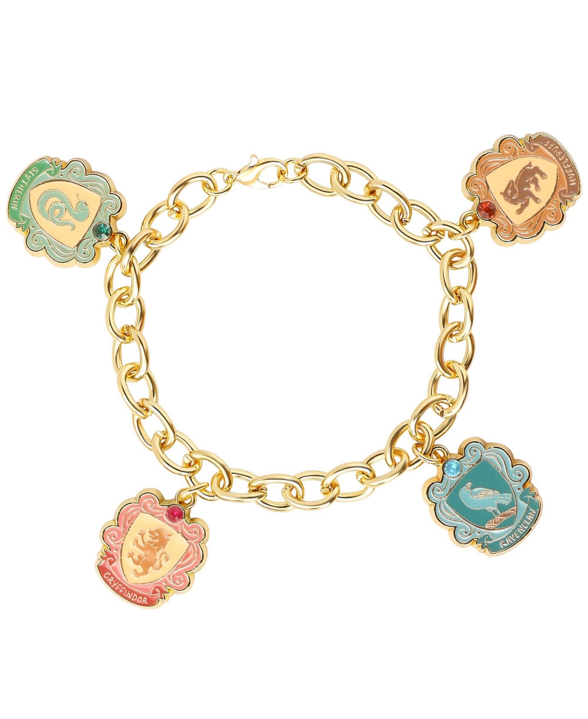 Harry Potter Crystal Gold-Tone Hogwarts House Charms Bracelet