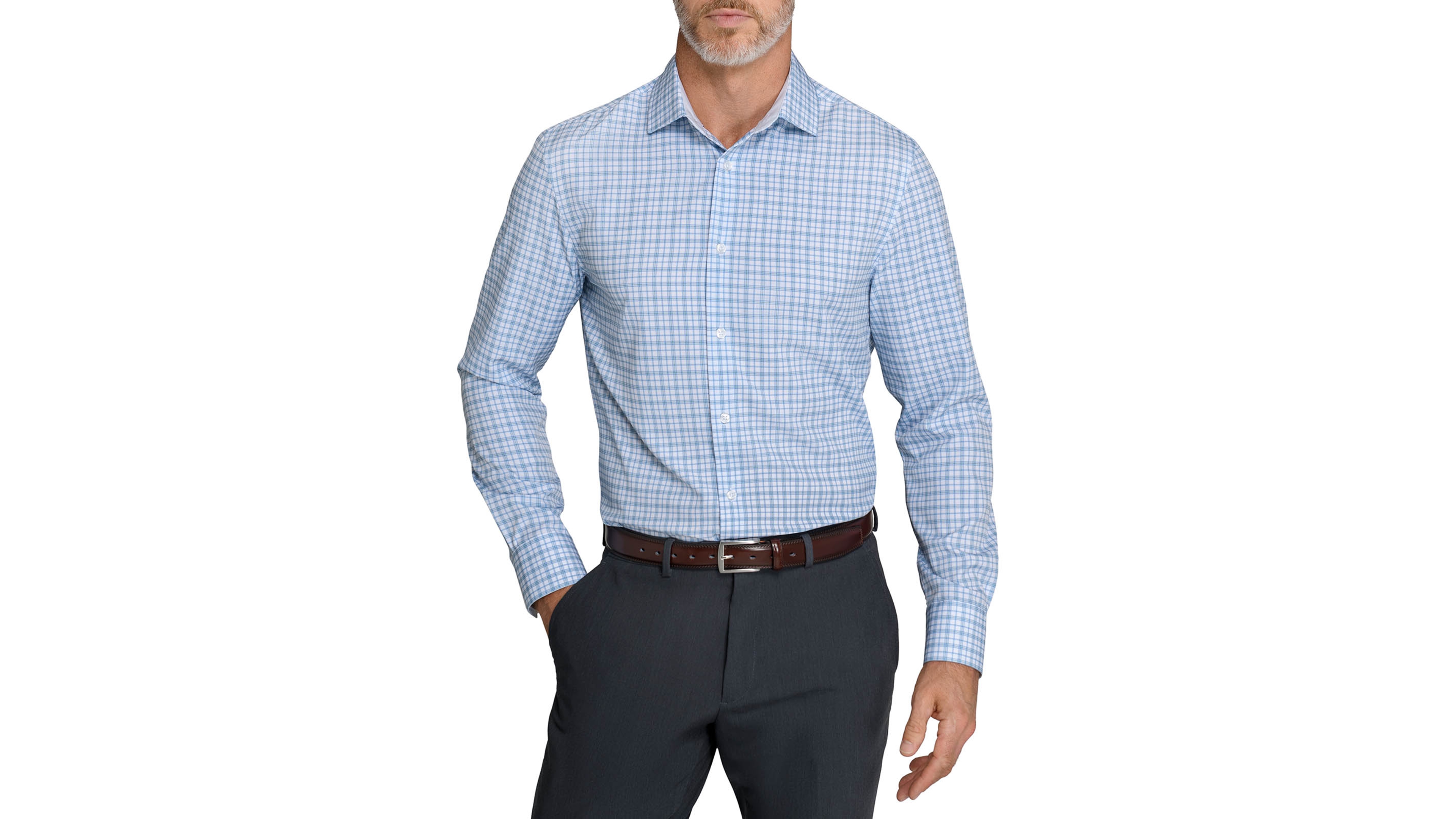 ConStruct Men's Fern and Flora Slim-Fit Plaid Wrinkle-Free Dress Shirt