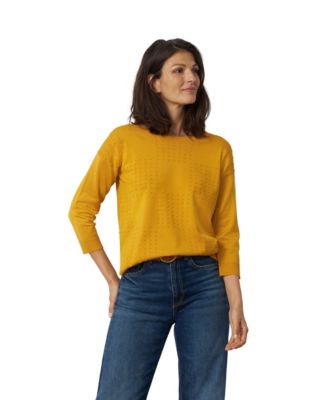 Women's Boat Neckline 3/4-Sleeve High-Low Sweater