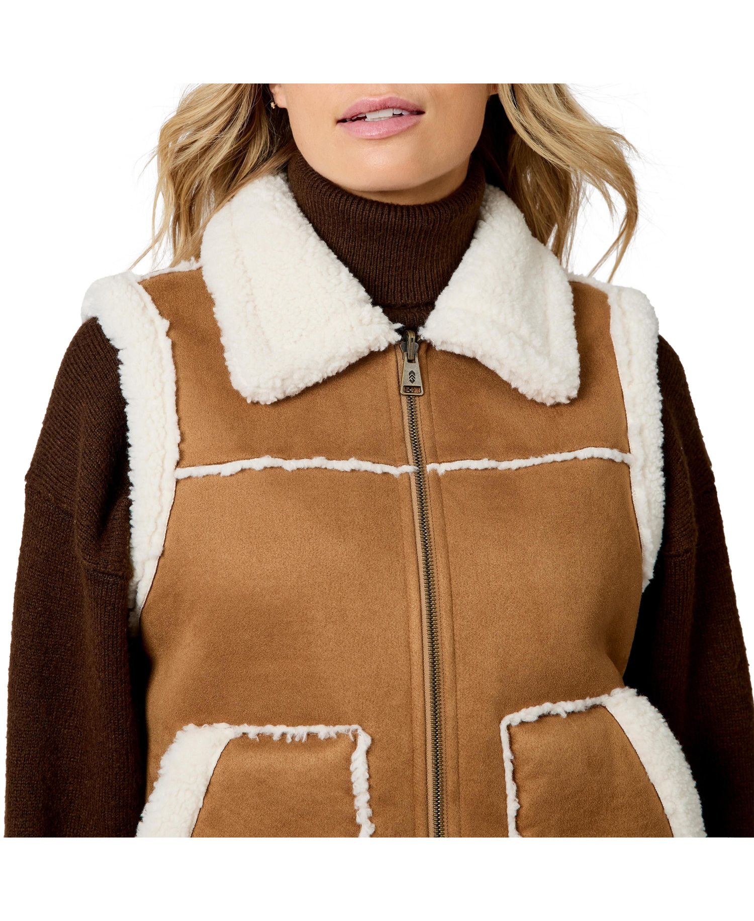 Women's Faux-Suede Shearling Reversible Vest