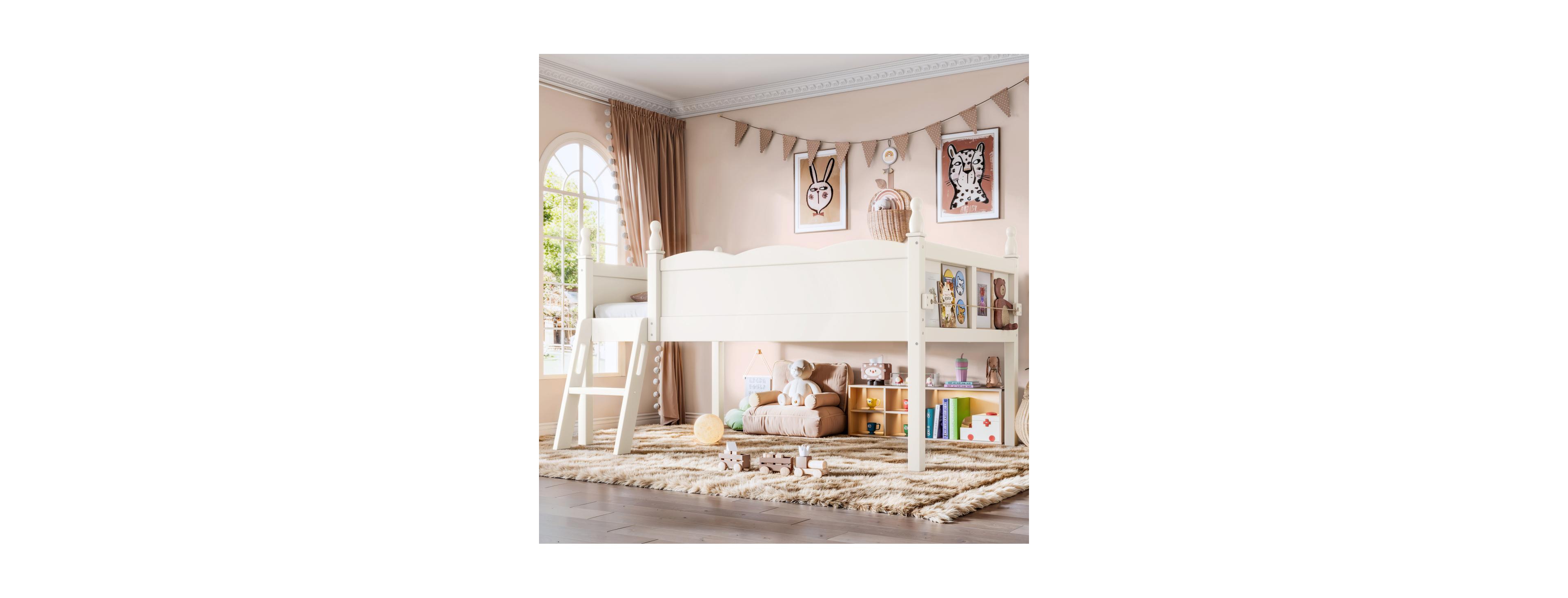 Streamdale Furniture Twin Wood Loft Bed with Guardrails