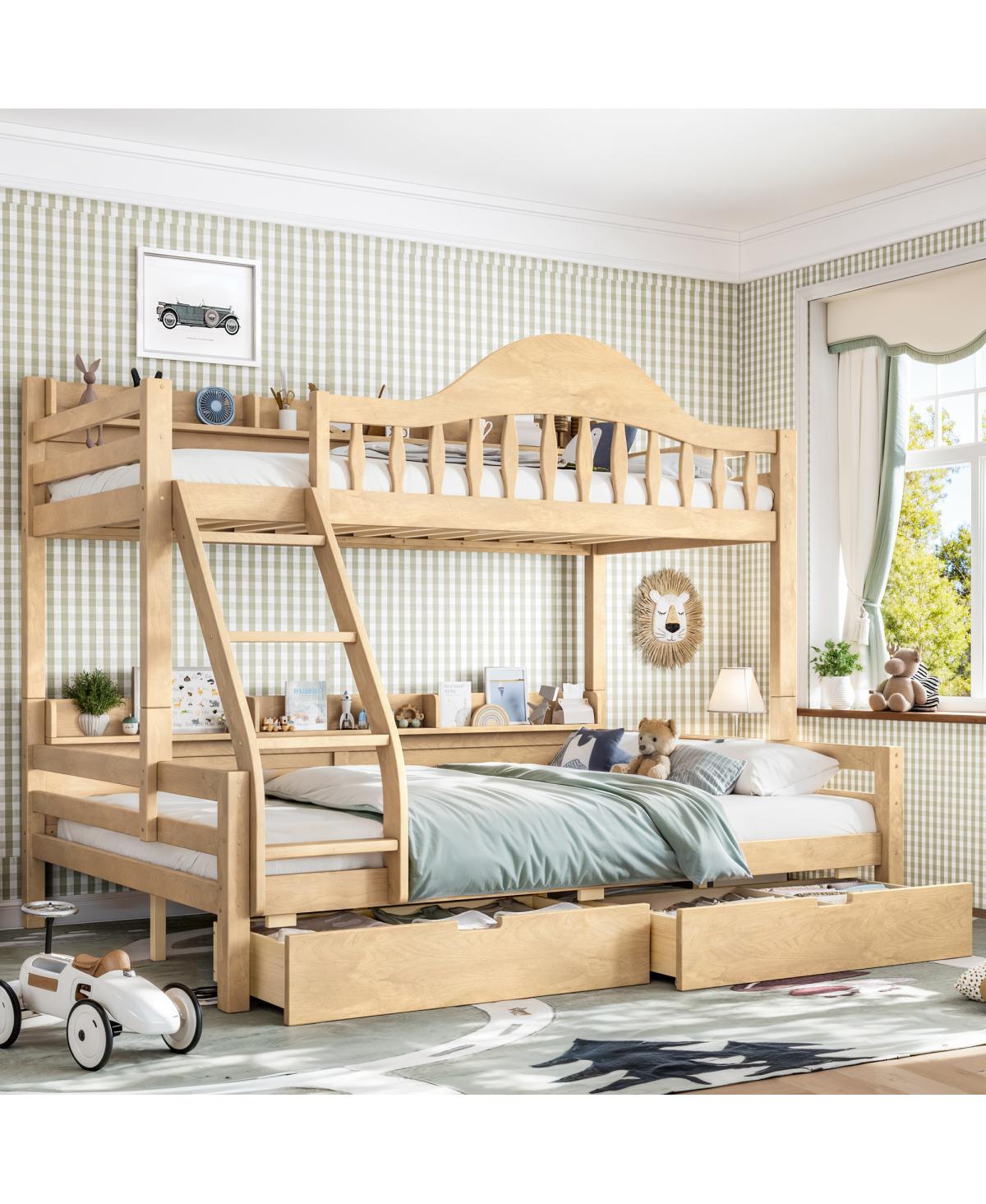 Streamdale Furniture Streamdale Twin Over Full Wood Bunk Bed with Storage Drawers and Shelves