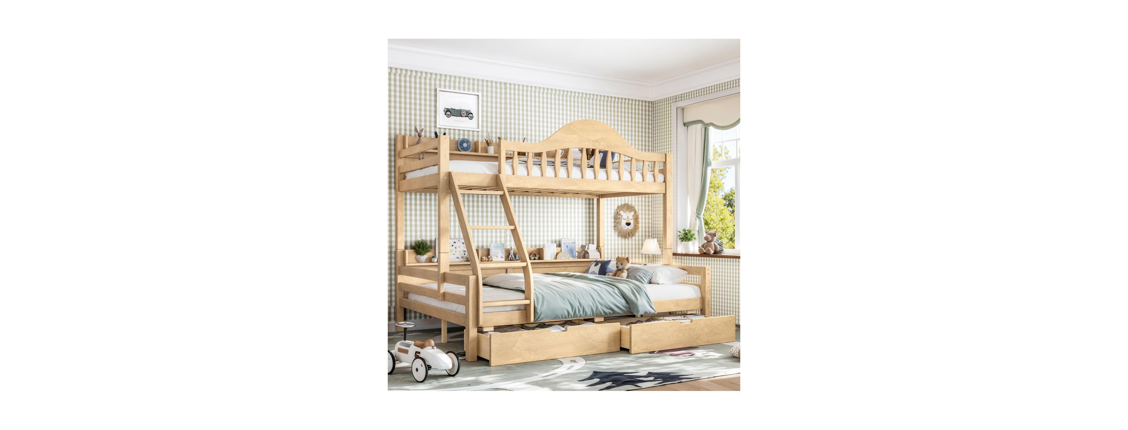 Streamdale Furniture Streamdale Twin Over Full Wood Bunk Bed with Storage Drawers and Shelves