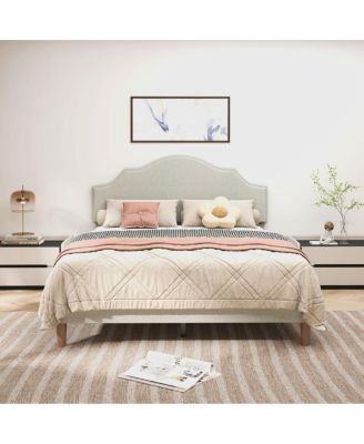 Queen Upholstered Platform Bed Frame with Adjustable Headboard
