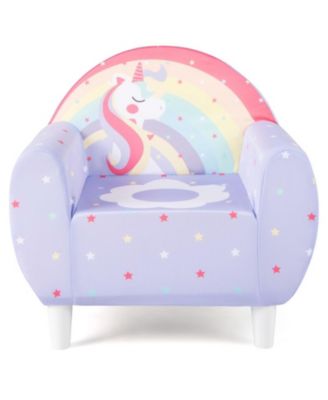 Kids Unicorn Print Sofa Chair with Solid Wood Frame