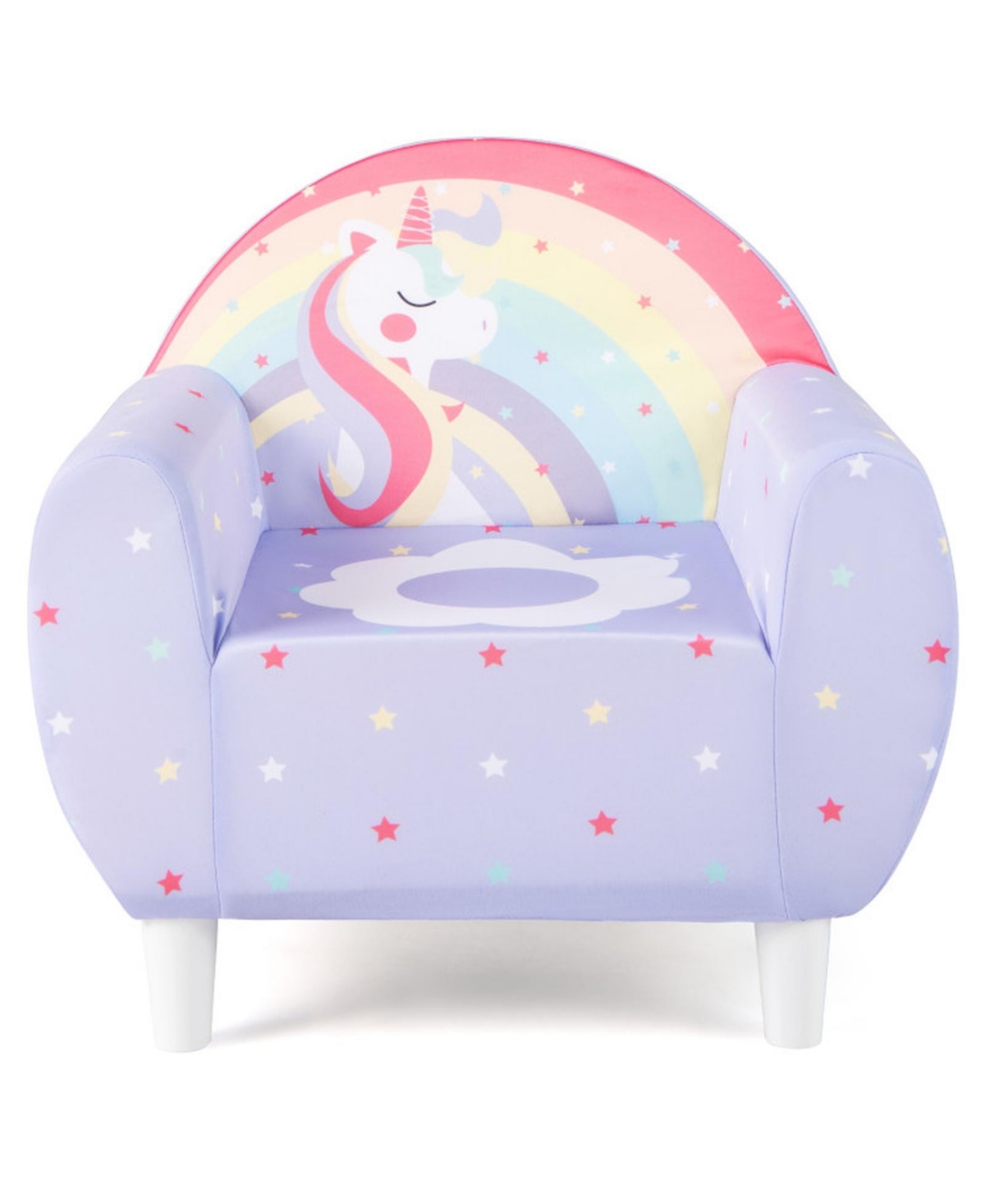 Gouun Kids Unicorn Print Sofa Chair with Solid Wood Frame - Purple