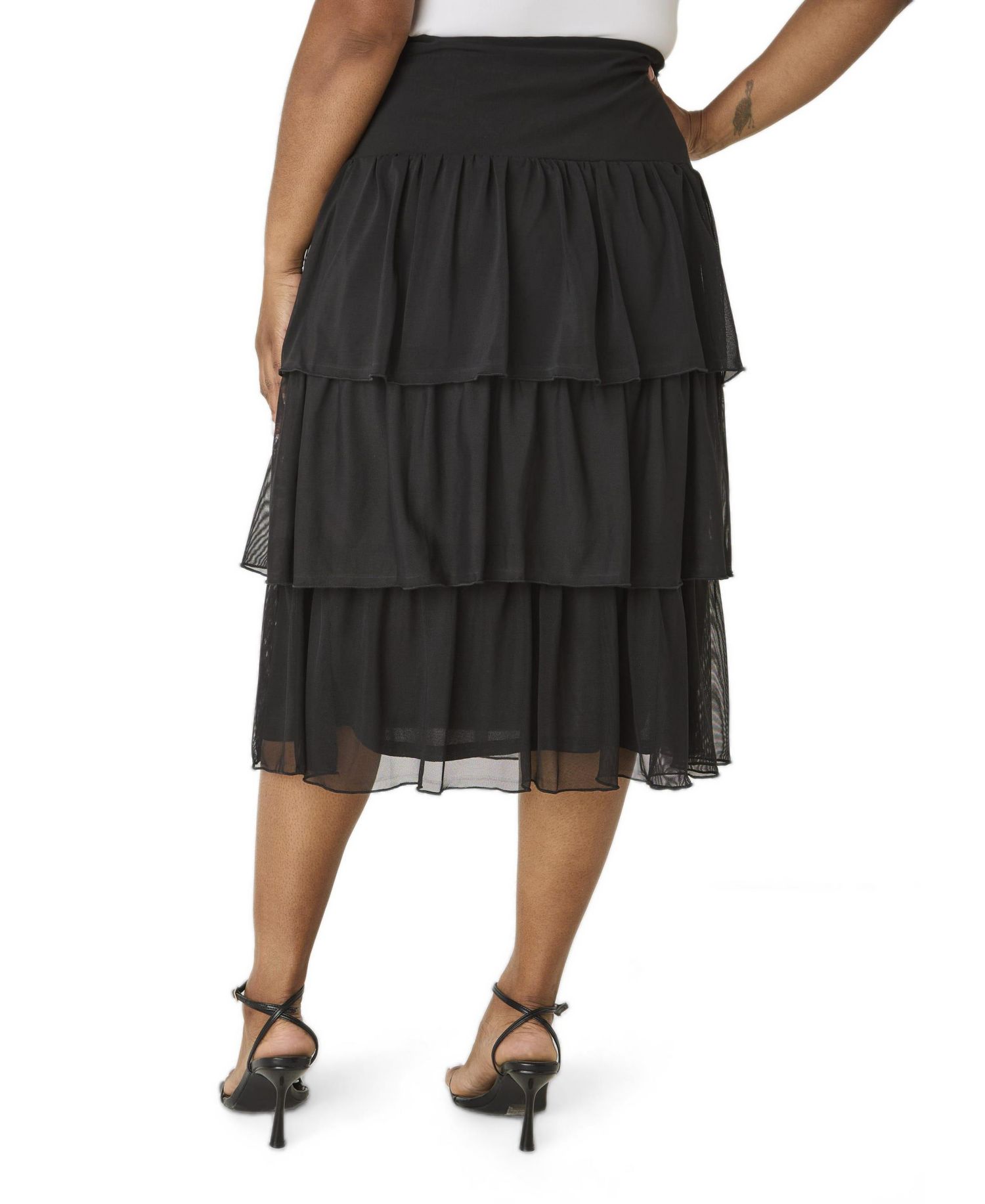 Plus Size Tiered Mesh Skirt