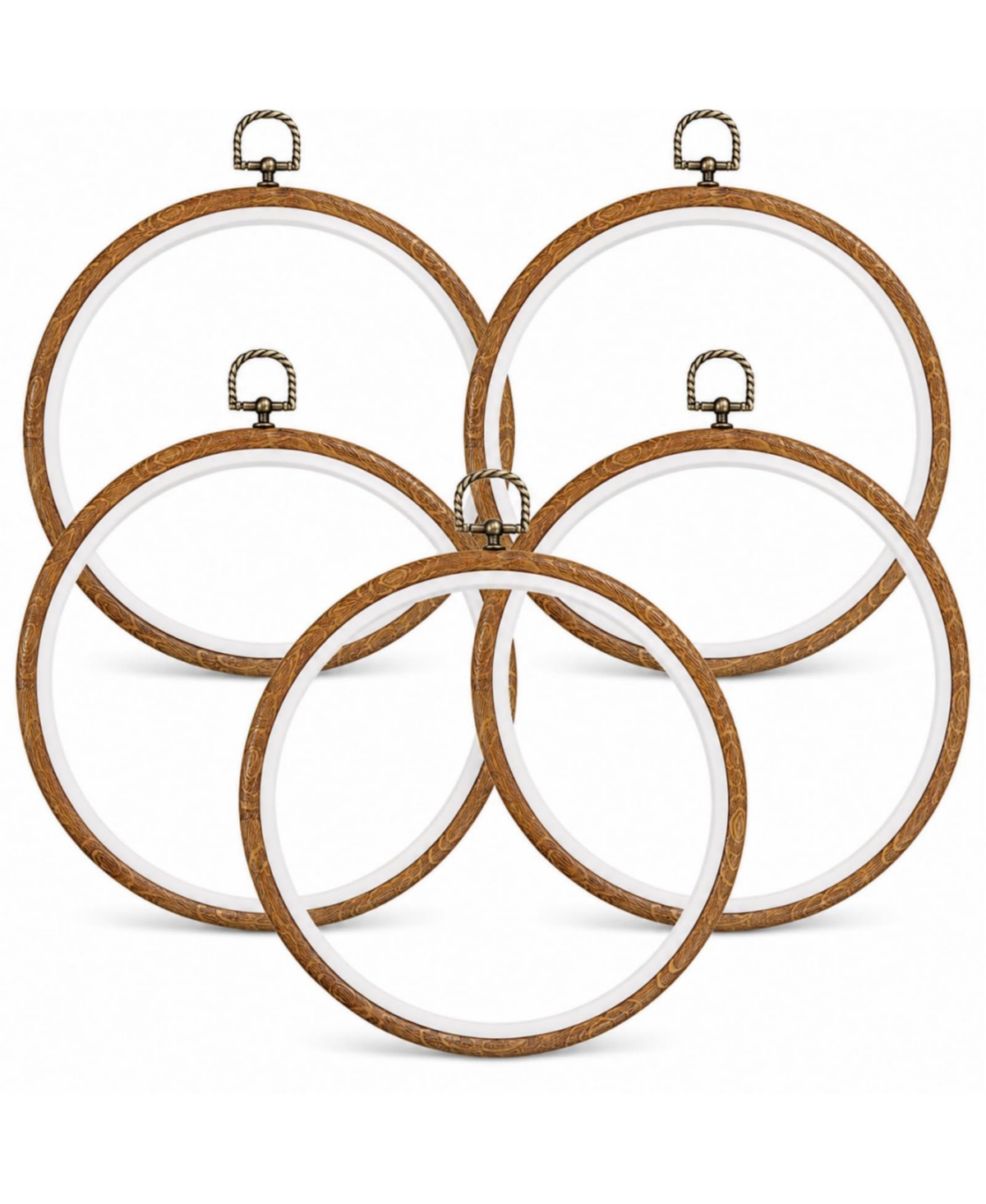 Aeelike 8 Inch Faux Wood Embroidery Hoops 5 Pack Cross Stitch Frames