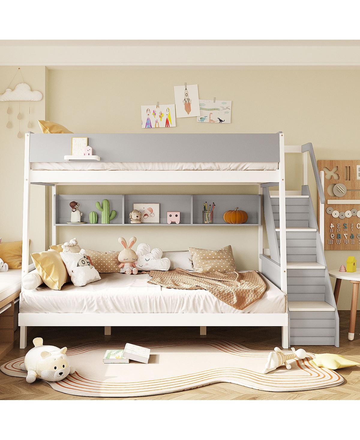 Streamdale Furniture Full over Full Metal Bunk Bed with Ladders and Guardrails