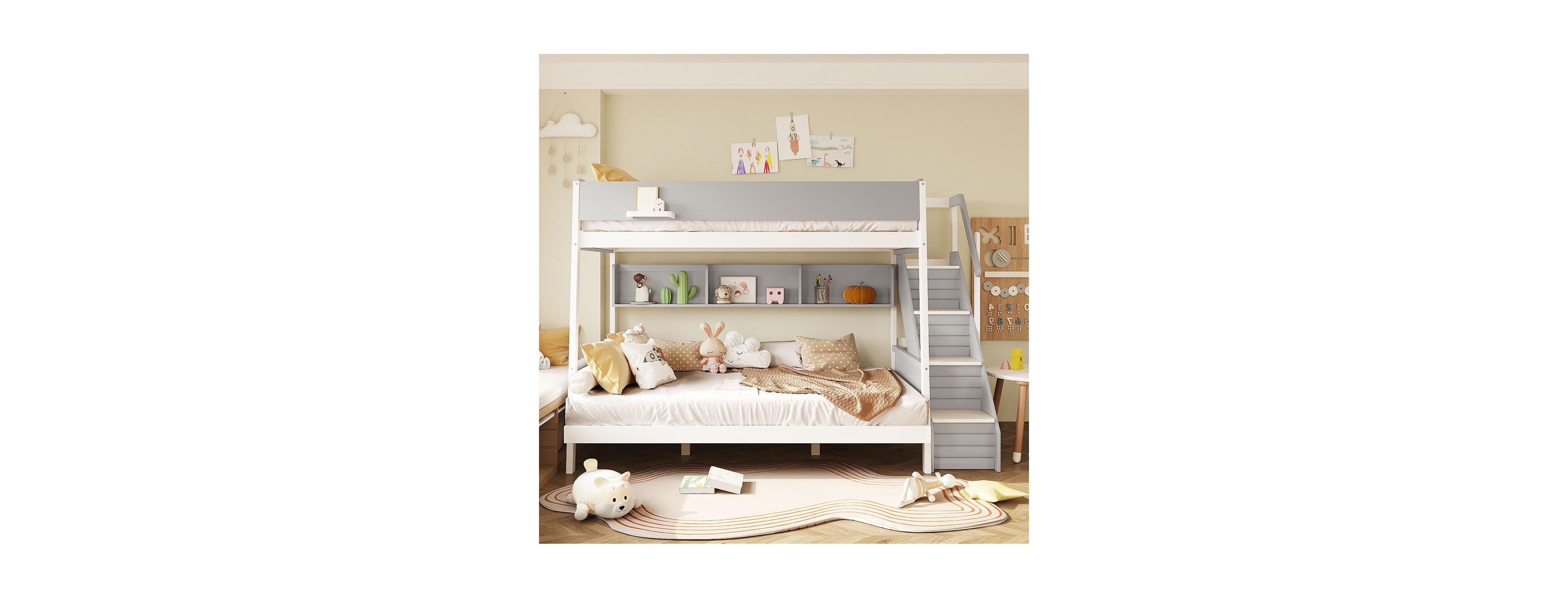 Streamdale Furniture Full over Full Metal Bunk Bed with Ladders and Guardrails