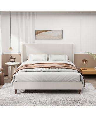  King Size Upholstered Bed Frame with High Headboard