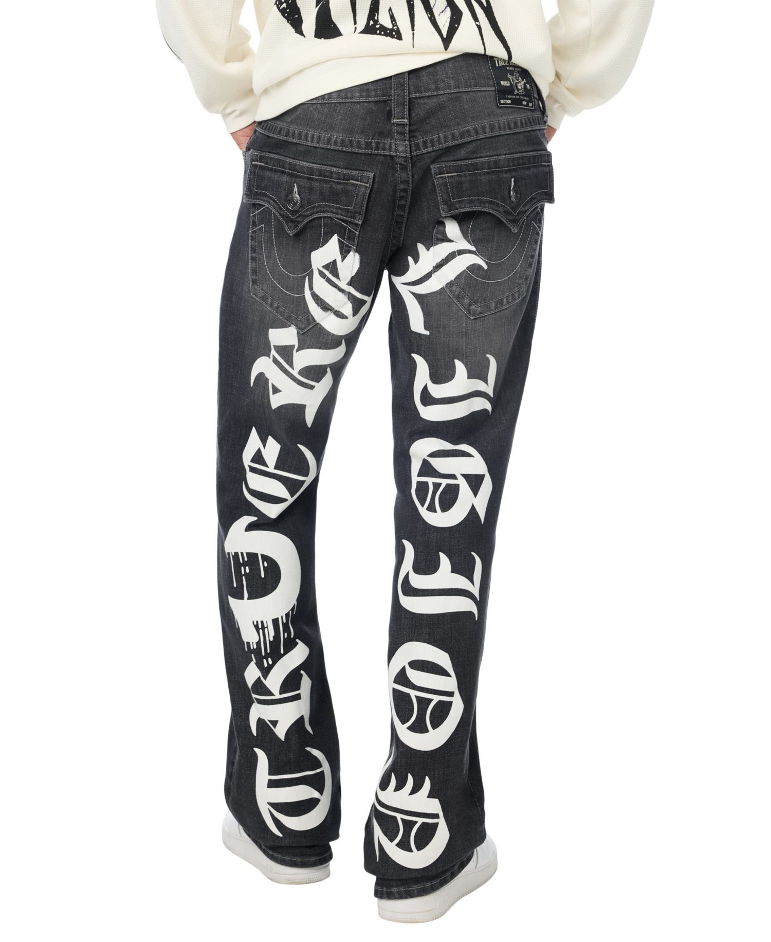 Men's Billy Graphic Flap Bootcut Dark-Wash Jeans