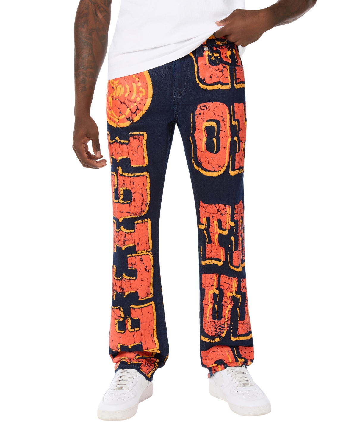 True Religion Men's Ricky Big T Allover-Print Flap Jeans