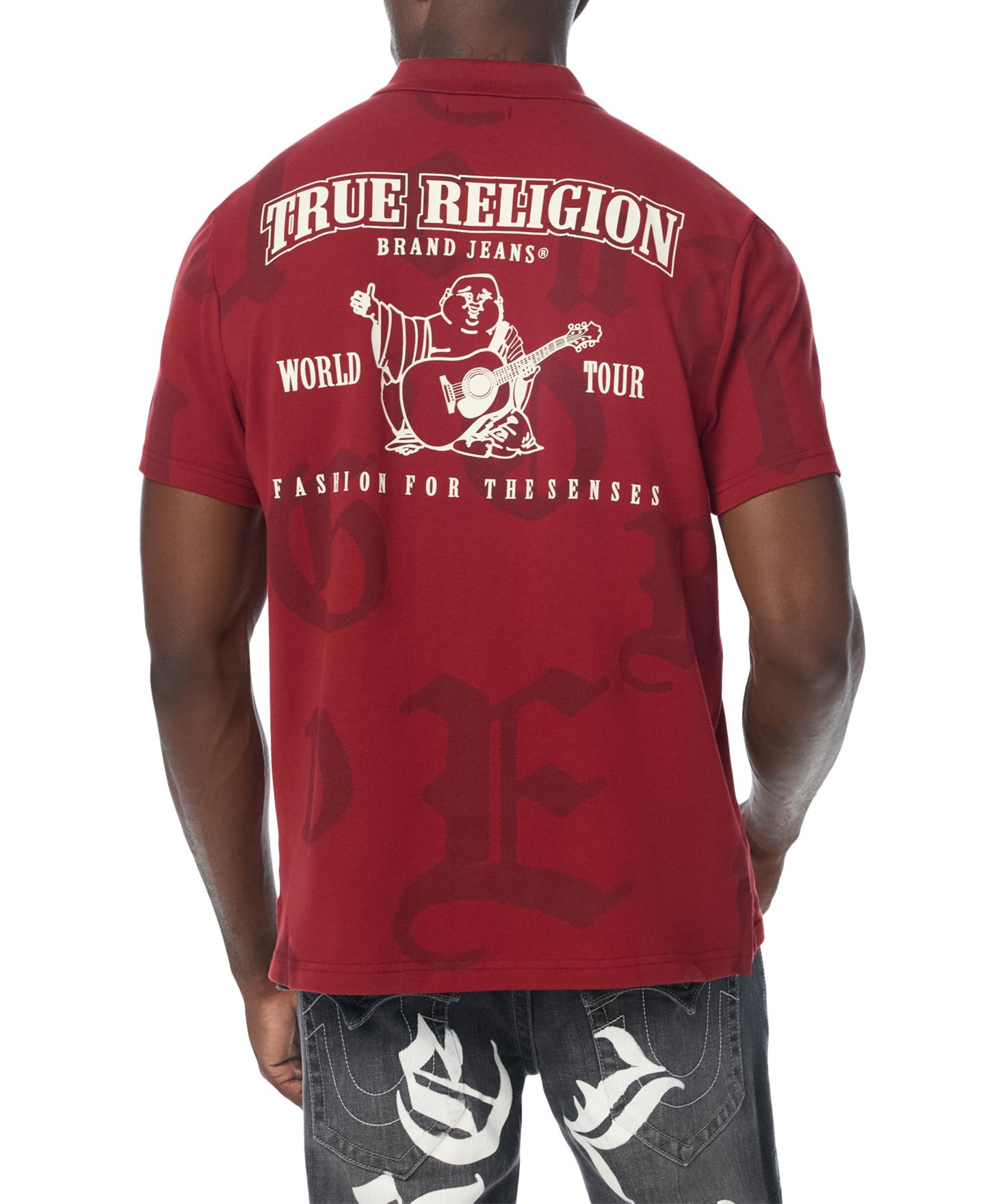 Мужское поло True Religion Chrome World Tour с логотипом, цвет: Глубокий красный — фото 1
