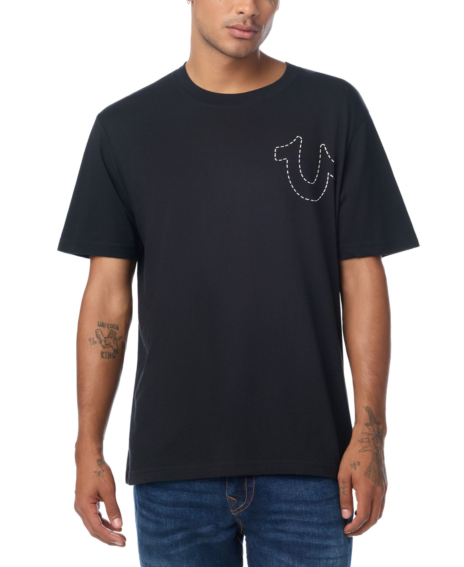 Men's Horseshoe Print Logo Crewneck Regular-Fit T-Shirt