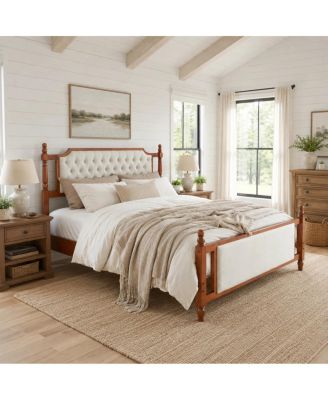  King Size Upholstered Velvet Platform Bed with Button Tufted Headboard
