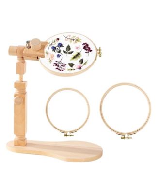 Adjustable Beech Wood Embroidery Hoop Stand With Hoop Cross Stitch Holder