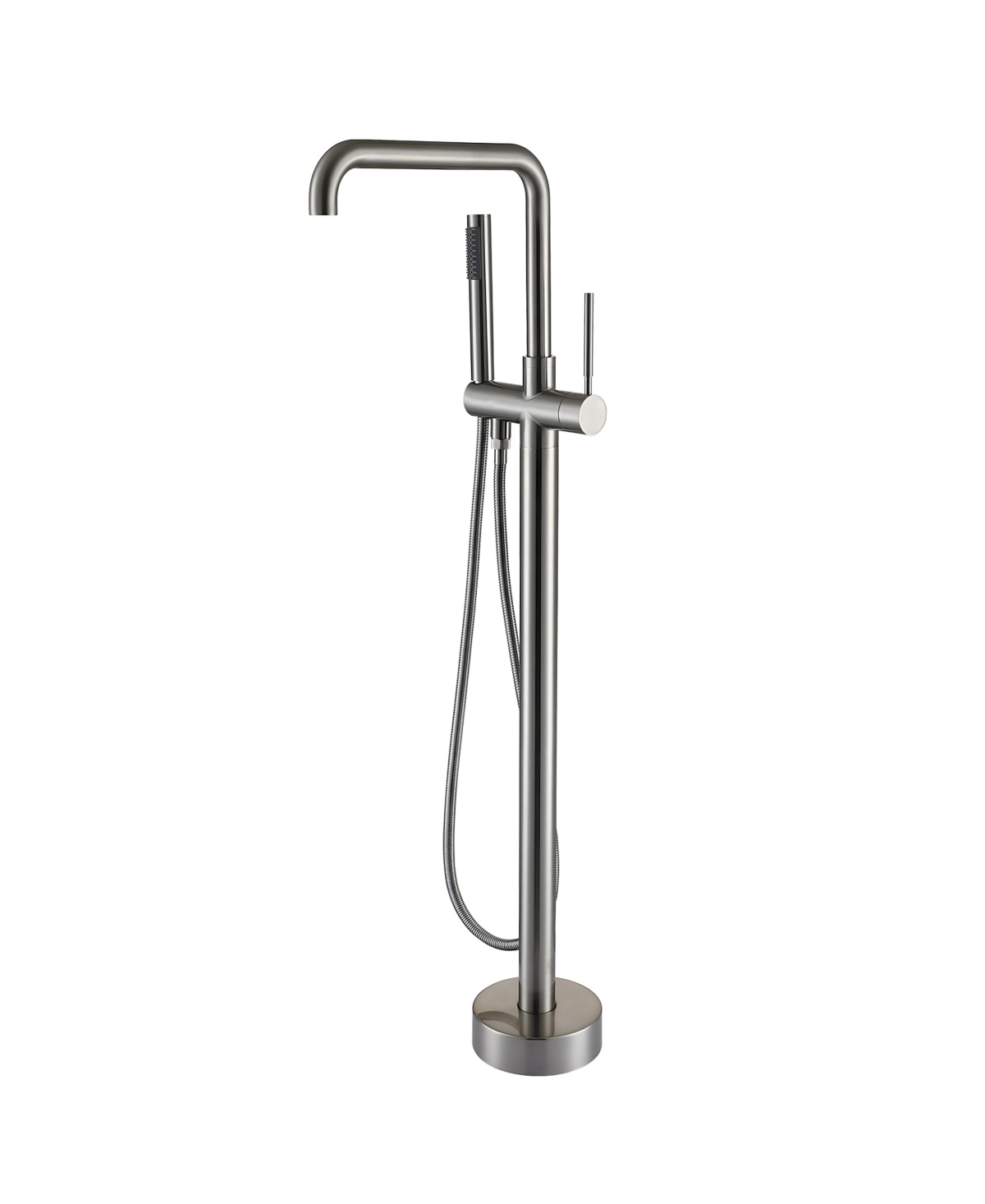 43-Inch Freestanding Tub Faucet with Hand Shower, Single-Handle Floor-Mounted Metal Bathtub Faucet - Blush