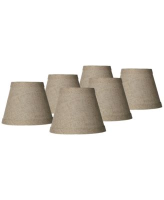 Set of 6 Empire Lamp Shades Fine Burlap Natural Small 3" Top x 5" Bottom x 4" High Candelabra Clip-On Fitting