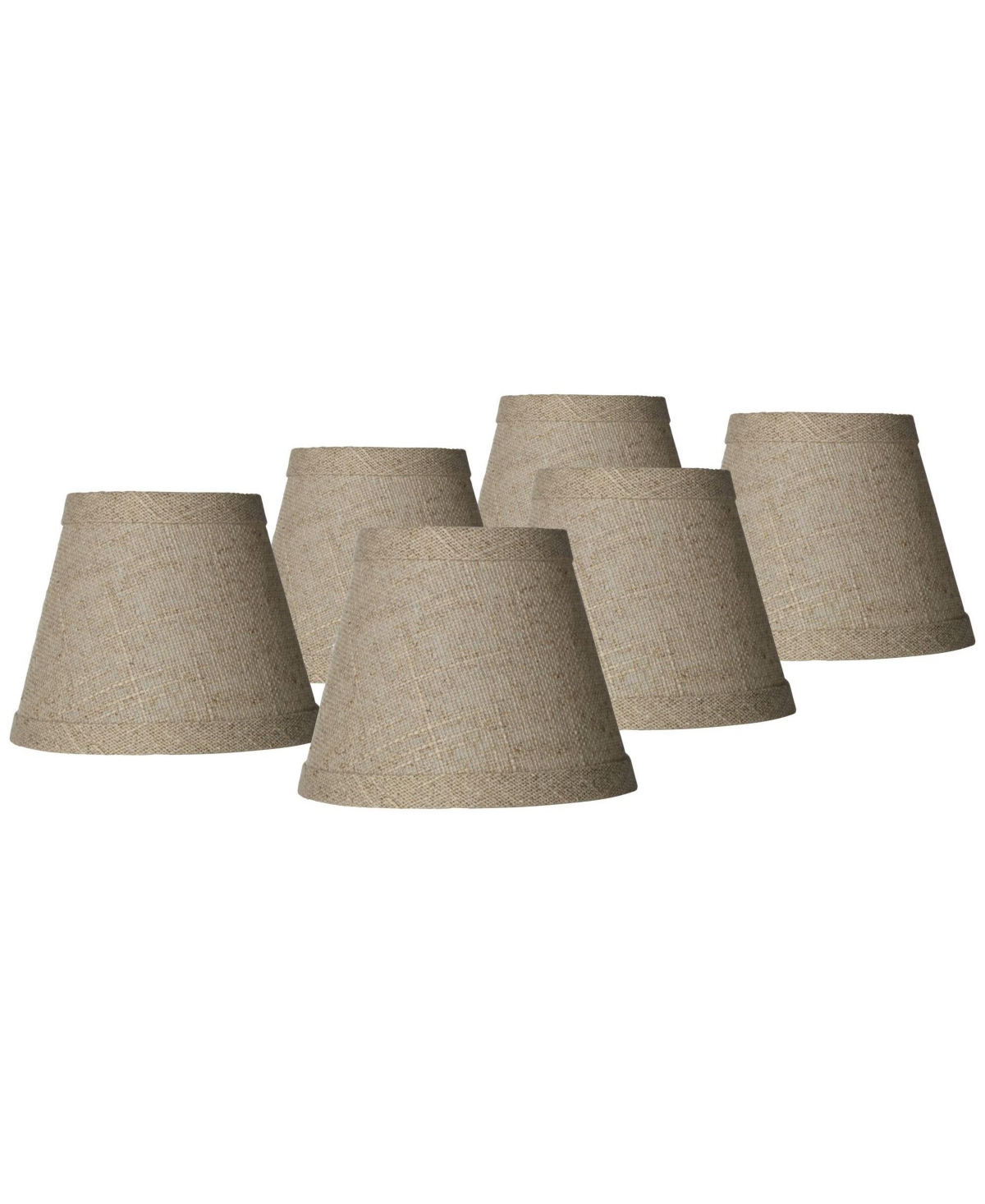 Springcrest Set of 6 Empire Lamp Shades Fine Burlap Natural Small 3" Top x 5" Bottom x 4" High Candelabra Clip-On Fitting - Brown