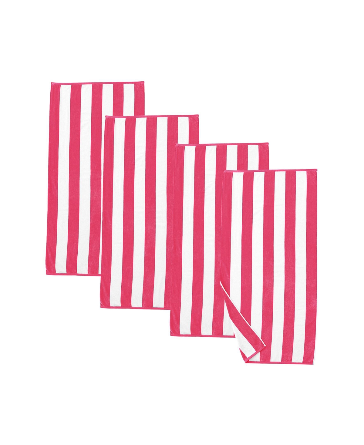 Linery & Co. 100% Cotton Velour Cabana Stripe Oversized Beach Towel, 4 Pack 35" x 70"