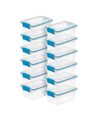 7.5 Quart Clear Plastic Storage Box and Lid w/ Blue Latches (12 Pack)