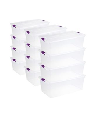 110 Qt Clear Storage Organization Box w/ Secure Latching Lid (12 Pack)