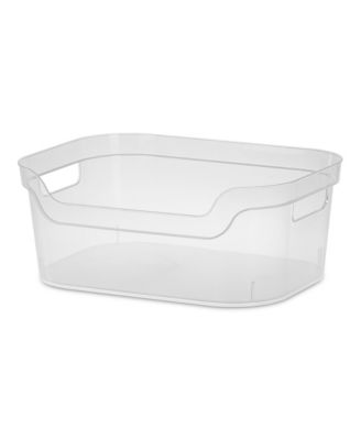 5.25 x 9.5 x 13 In Open Storage Bin with Carry Handles, 8 Pack, Clear