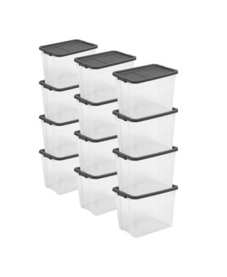 108 Qt Clear Stacker Storage Container Tote w/ Latching Lid, 12 Pack