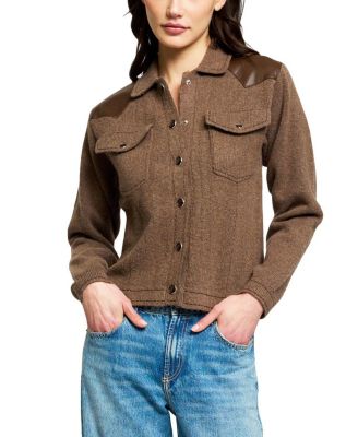 Women's Vesper Western X Long-Sleeve Faux-Leather-Shoulder Cardigan