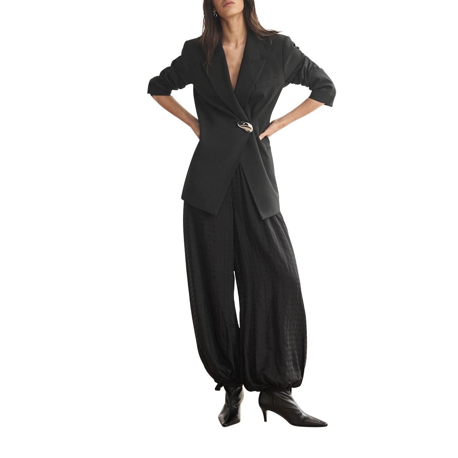 Women's Checked Balloon-Leg Elasticated Waistband Pants
