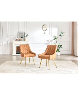  Leather Tufted Modern Dining Chairs, Light (Set of 2)