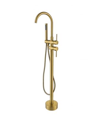 Freestanding Bathtub Faucet with Hand Shower, Single Handle Floor Mount Tub Filler for Modern Bathrooms