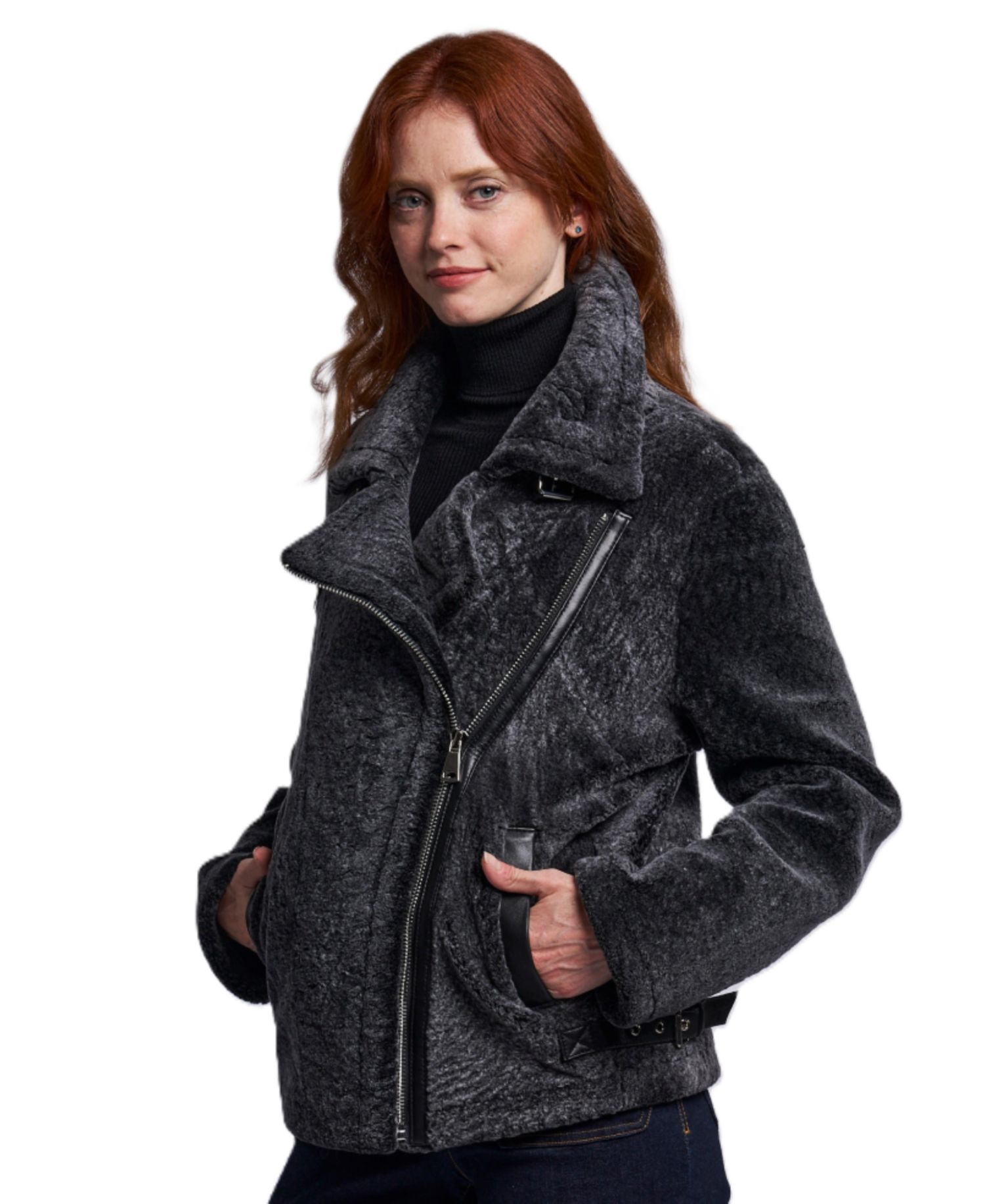 Women's Shearling Moto Jacket