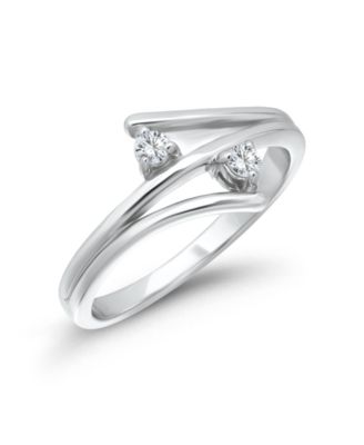 Cubic Zirconia Silver-Tone Cocktail & Statement Open Pinky Ring