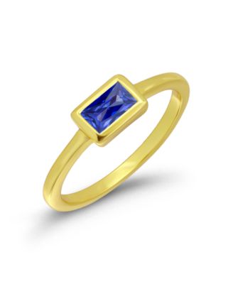 Gold-Plated Tanzanite Cubic Zirconia Baguette Stackable Pinky Ring