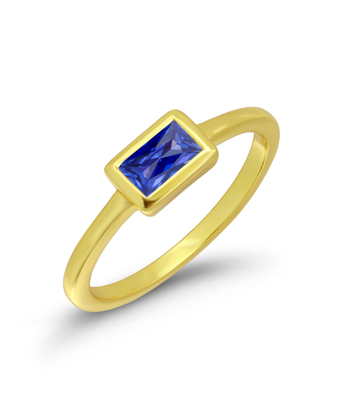 Macy's Gold-Plated Cubic Zirconia Tanzanite Baguette Stackable Ring - Gold/Blue