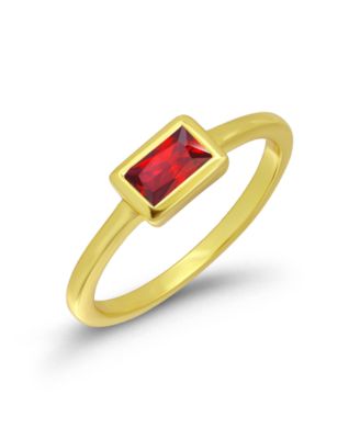 Gold-Plated Red Cubic Zirconia Baguette Pinky Ring