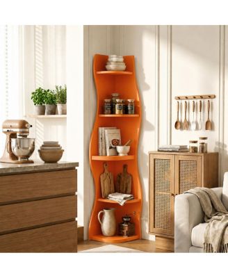 5-Tier S-Shaped Modern Corner Bookshelf and Plant Stand
